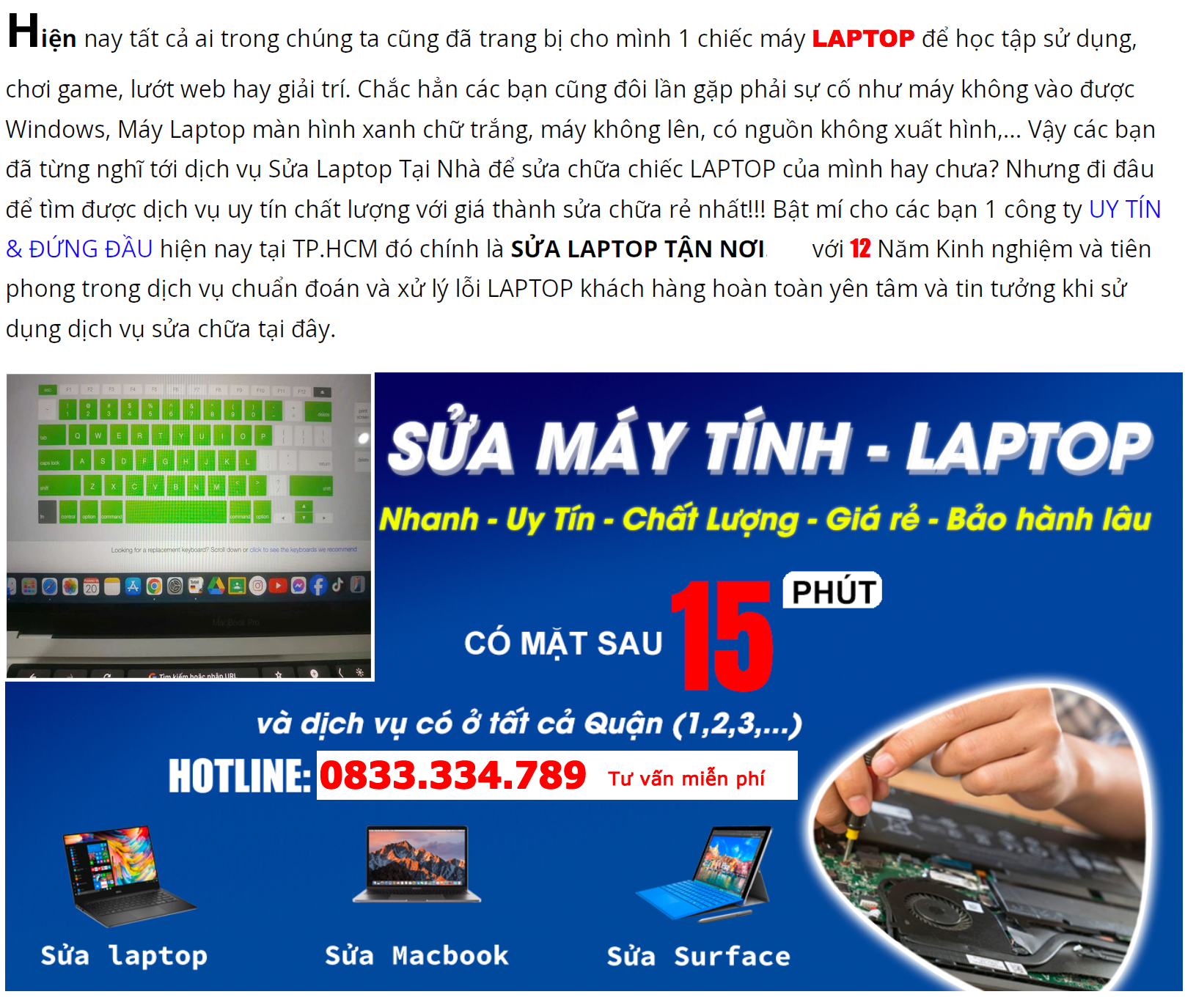 Dịch vụ sửa máy tính Thợ Quen