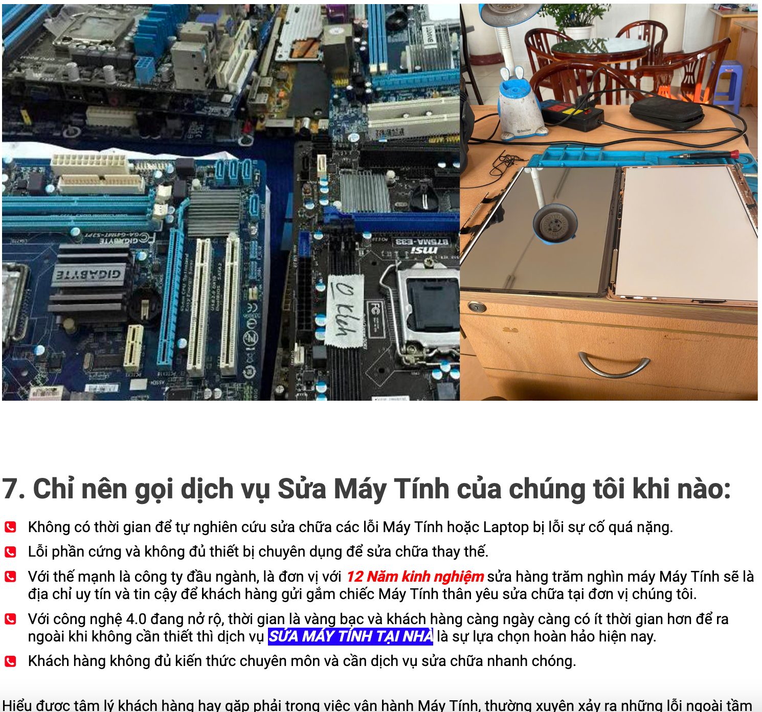 Dịch vụ sửa máy tính Thợ Quen