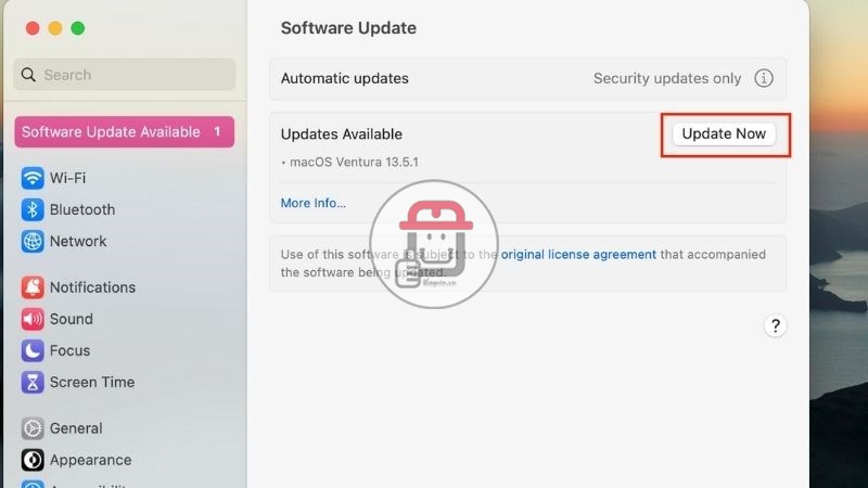Nhấn nút Update Now (Cập nhật ngay bây giờ)