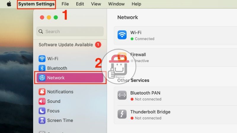 Nhấn vào System Settings (Cài đặt hệ thống). Tại đây, bạn hãy nhấn chọn Network (Mạng)