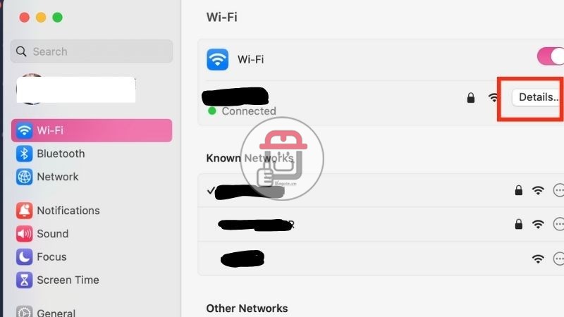 Chọn Wifi Nhấn tiếp vào Advanced (Nâng cao) hoặc Detail (Chi tiết)