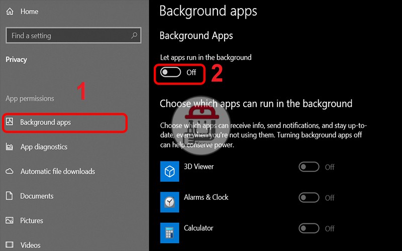Tắt Các Ứng Dụng Chạy Ngầm Trên Windows 10
